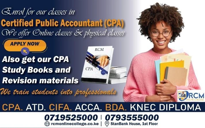 Unlock Your Path to CPA Success with RCM Online College, CPA courses Kenya, KASNEB courses, Accounting courses, BDA program, Certified Secretary, CIFA courses, Affordable CPA courses