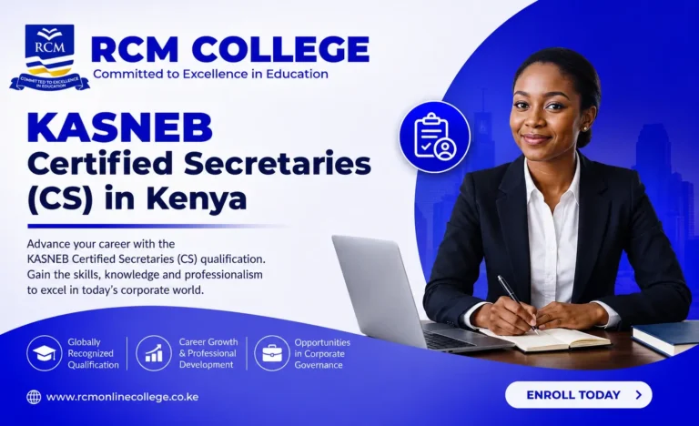 KASNEB Certified Secretaries Kenya, CS course Kenya, KASNEB CS course, Certified Secretaries qualification, CS course requirements Kenya, Corporate Governance course Kenya, Company Secretarial Practice Kenya, KASNEB courses Kenya, CS classes Kenya, RCM Online College, Online CS classes Kenya, Physical CS classes Nairobi, KASNEB CS registration, Governance and Compliance course, Company Law course Kenya