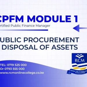 RCM Online College, Public Procurement and Disposal of assets