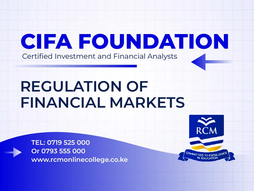 RCM Online College, regulation of financial markets